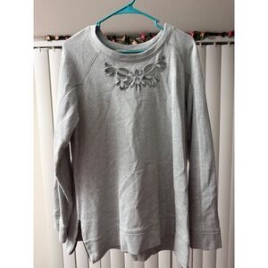 Soft Surroundings Urban Chic sweatshirt cutout design zipper accents Blue Gray L
